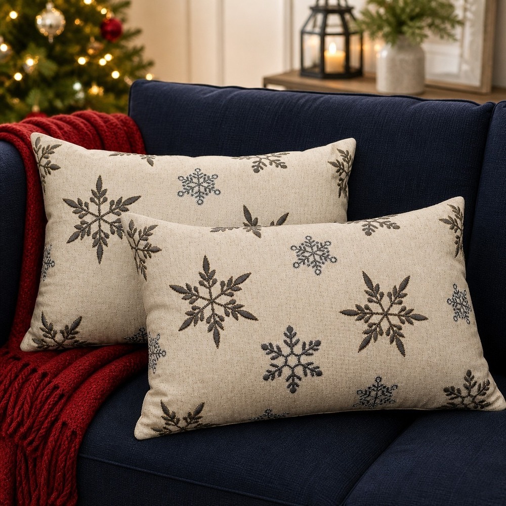 Threshold Snowflake Throw Pillows Set 2 Holiday Christmas Winter Farmhouse Decor
